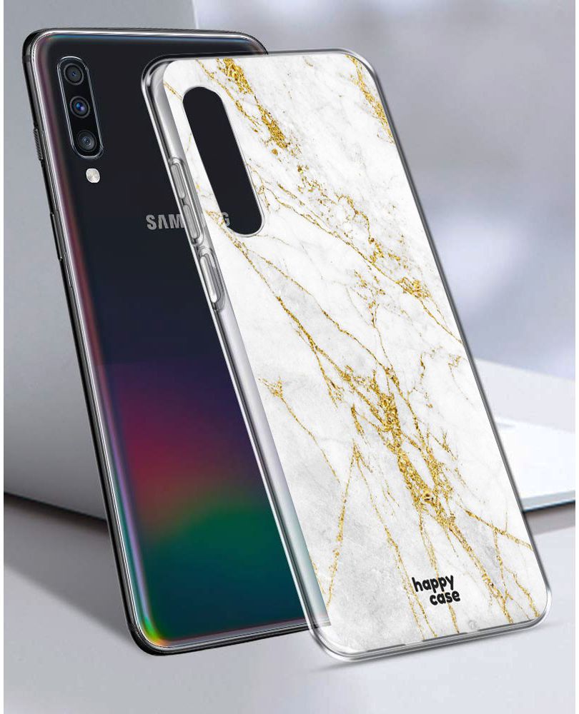 HappyCase Samsung Galaxy A70 Flexibel TPU Hoesje Wit Marmer Print afbeelding 7