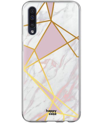 HappyCase Samsung Galaxy A70 Flexibel TPU Hoesje Roze Marmer Print Hoesjes