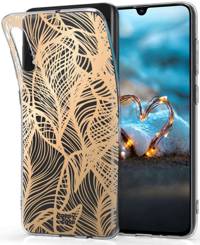 HappyCase Samsung Galaxy A70 Flexibel TPU Hoesje Golden Leaves Print afbeelding 2