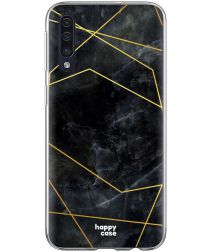 HappyCase Samsung Galaxy A70 Flexibel TPU Hoesje Zwart Marmer Print