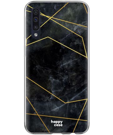 HappyCase Samsung Galaxy A70 Flexibel TPU Hoesje Zwart Marmer Print Hoesjes