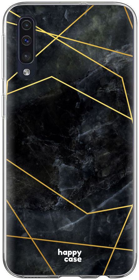 HappyCase Samsung Galaxy A70 Flexibel TPU Hoesje Zwart Marmer Print afbeelding 1