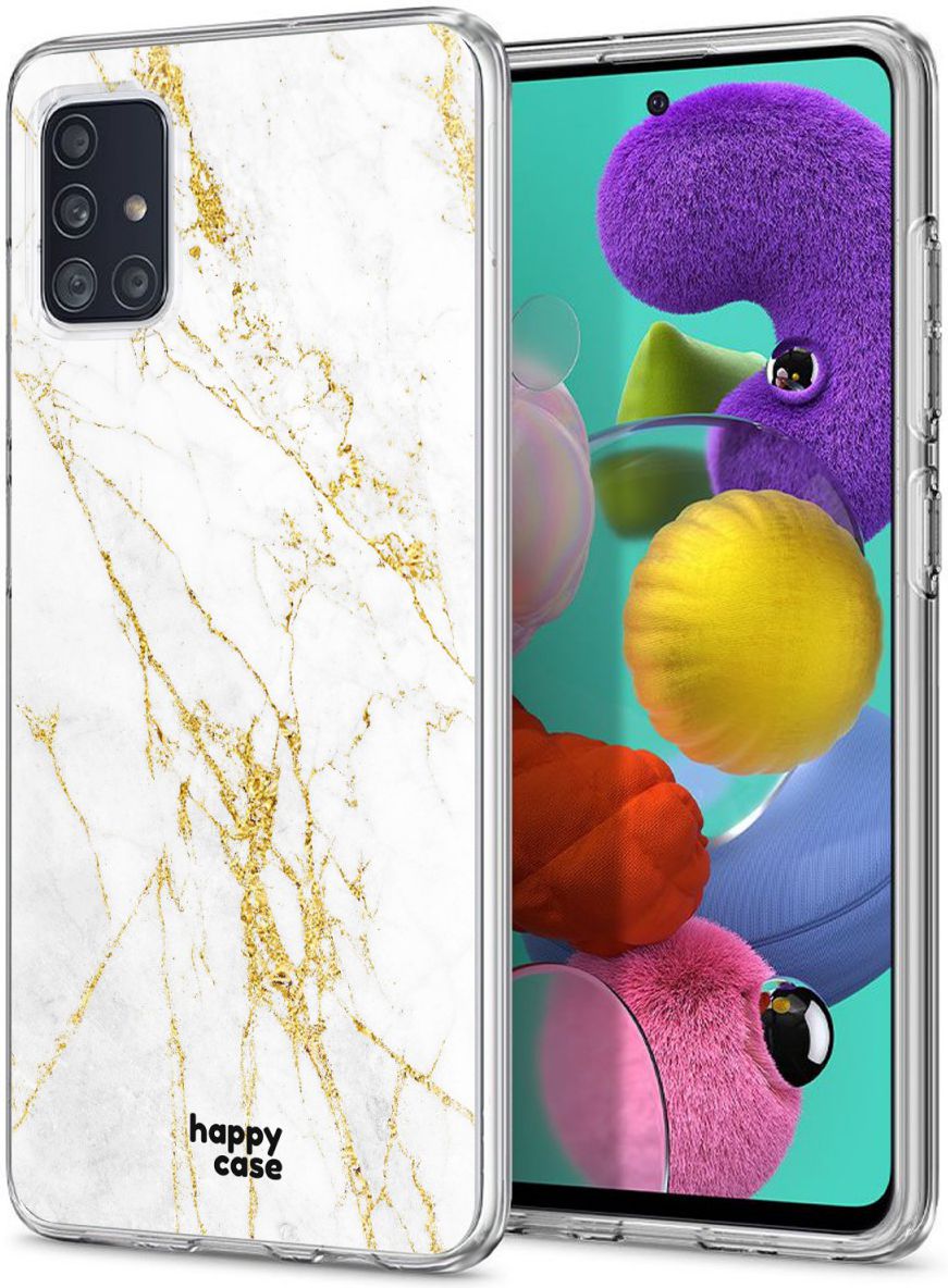 HappyCase Samsung Galaxy A71 Hoesje Flexibel TPU Wit Marmer Print afbeelding 2