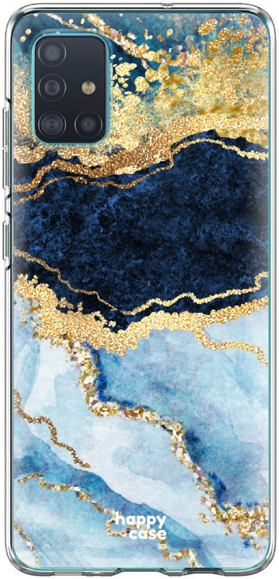 HappyCase Samsung Galaxy A71 Hoesje Flexibel TPU Blauw Marmer Print afbeelding 7