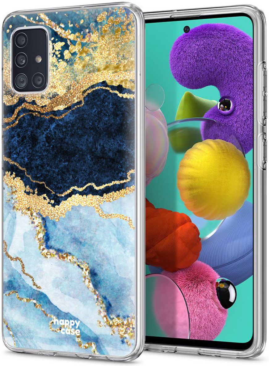 HappyCase Samsung Galaxy A71 Hoesje Flexibel TPU Blauw Marmer Print afbeelding 2