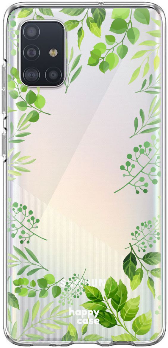 HappyCase Samsung Galaxy A71 Hoesje Flexibel TPU Leaves Print afbeelding 1