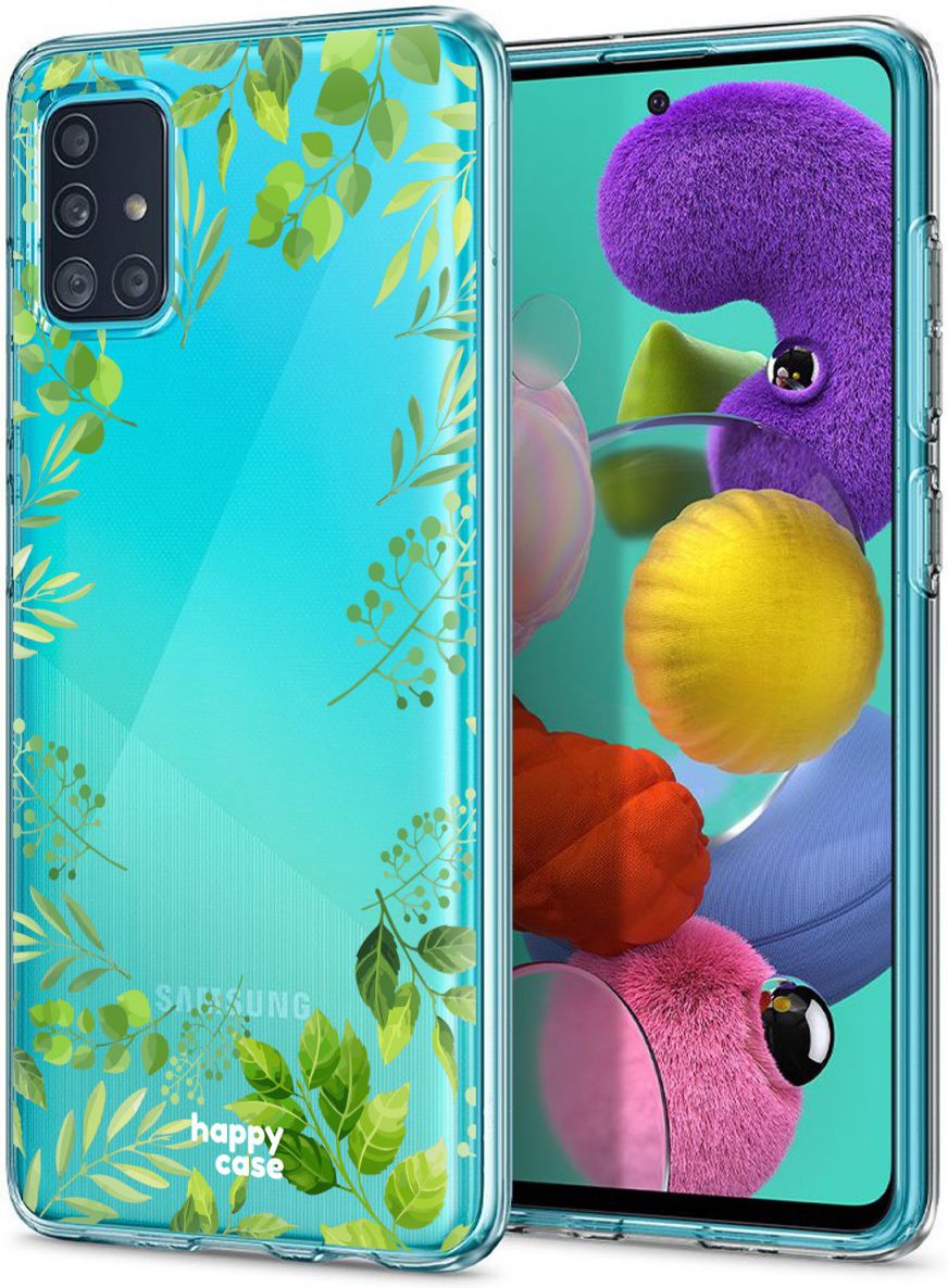 HappyCase Samsung Galaxy A71 Hoesje Flexibel TPU Leaves Print afbeelding 6