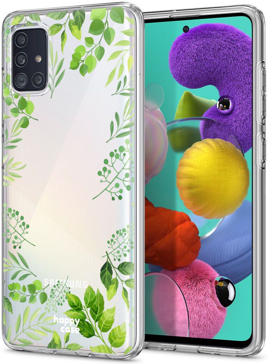 HappyCase Samsung Galaxy A71 Hoesje Flexibel TPU Leaves Print afbeelding 2