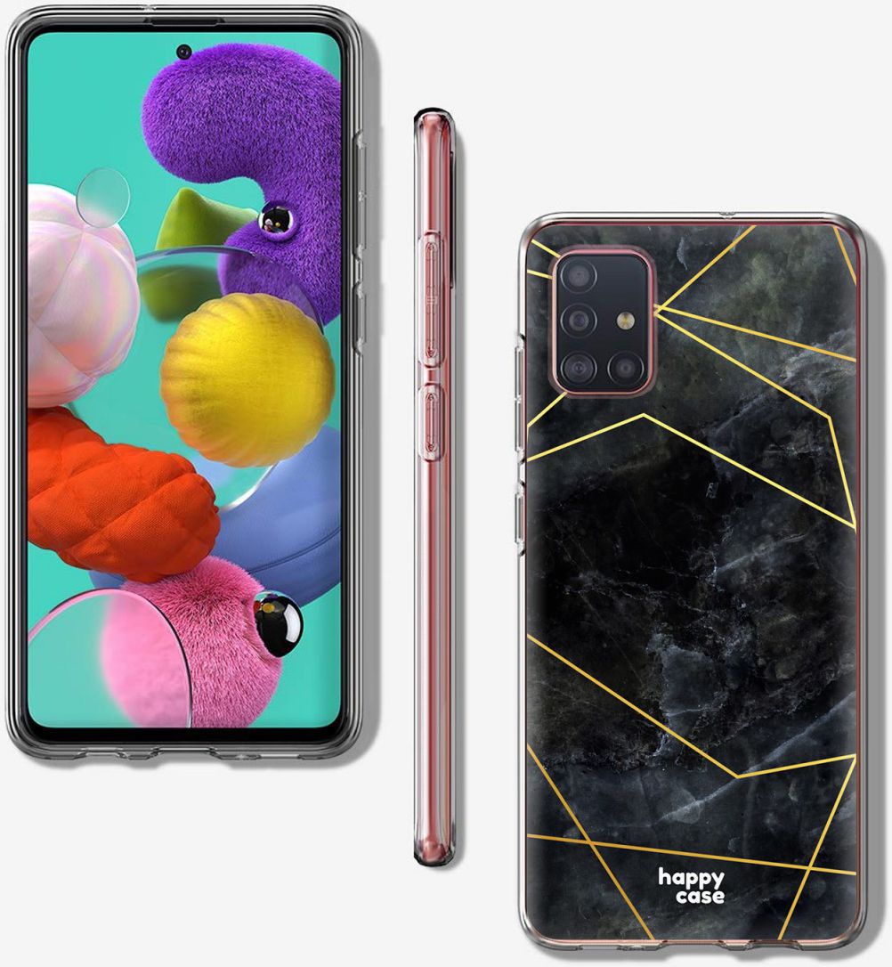HappyCase Samsung Galaxy A71 Hoesje Flexibel TPU Zwart Marmer Print afbeelding 8