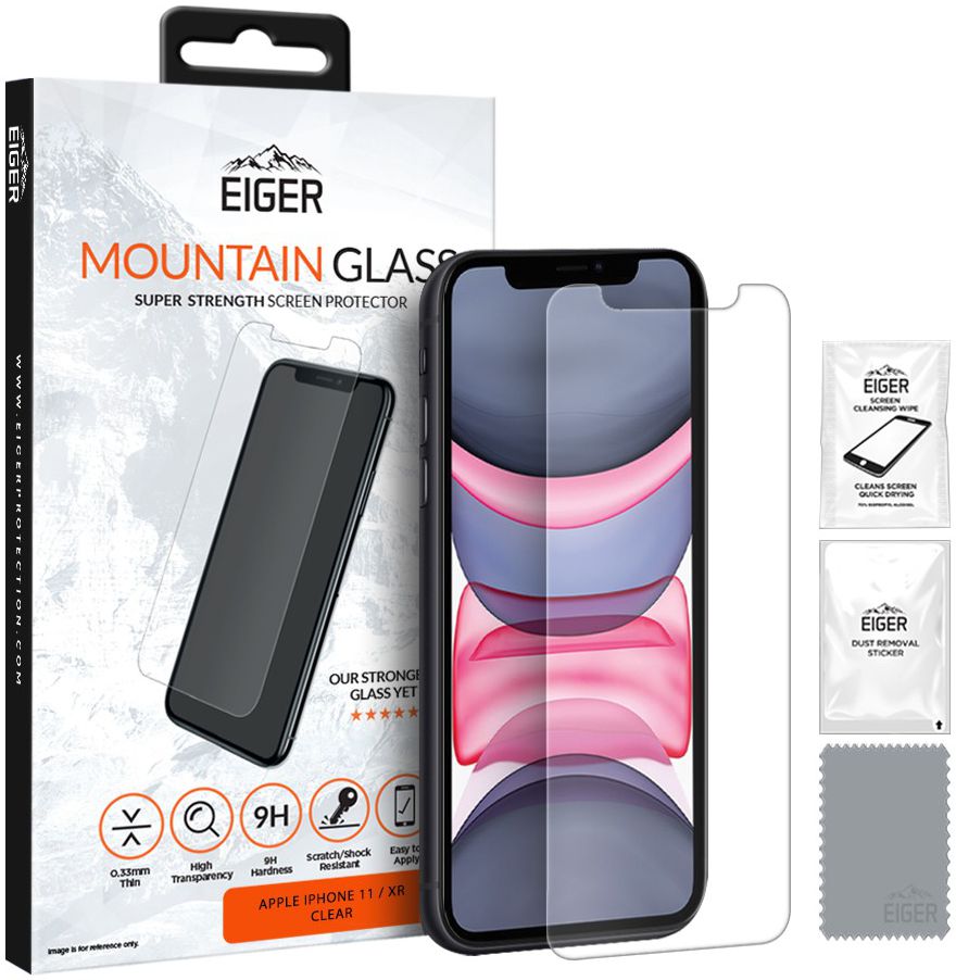 Eiger iPhone 11/XR Tempered Glass Case Friendly Screen Protector Plat afbeelding 1