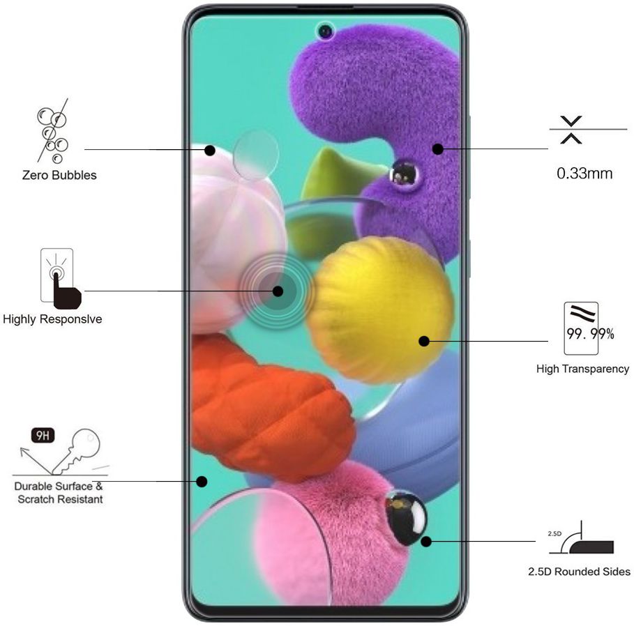 Eiger Samsung Galaxy A51 Tempered Glass Case Friendly Protector Plat afbeelding 3