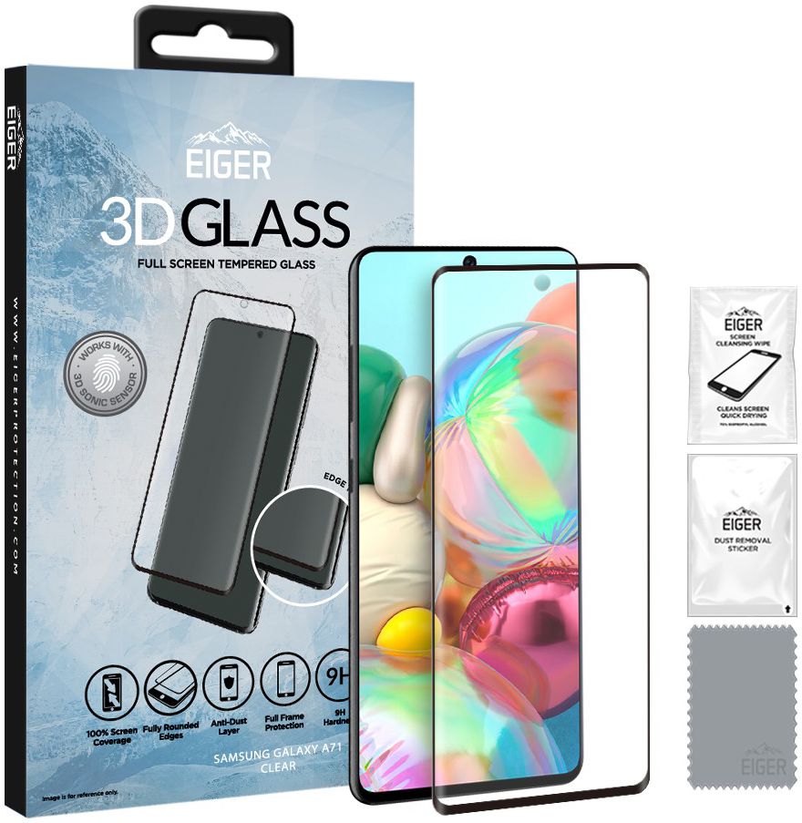 Eiger Samsung Galaxy A71 Tempered Glass Case Friendly Gebogen afbeelding 1