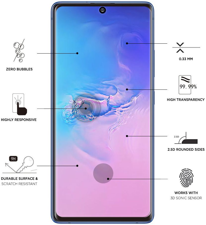 Eiger Samsung Galaxy S10 Lite Tempered Glass Case Friendly Gebogen afbeelding 2