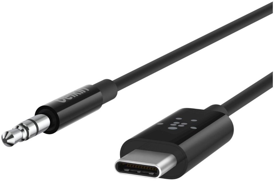 Belkin RockStar USB-C naar 3.5mm Jack / AUX Adapter 1.8m Zwart afbeelding 4
