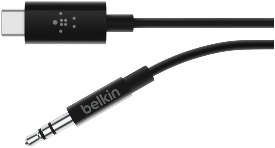 Belkin RockStar USB-C naar 3.5mm Jack / AUX Adapter 1.8m Zwart afbeelding 5
