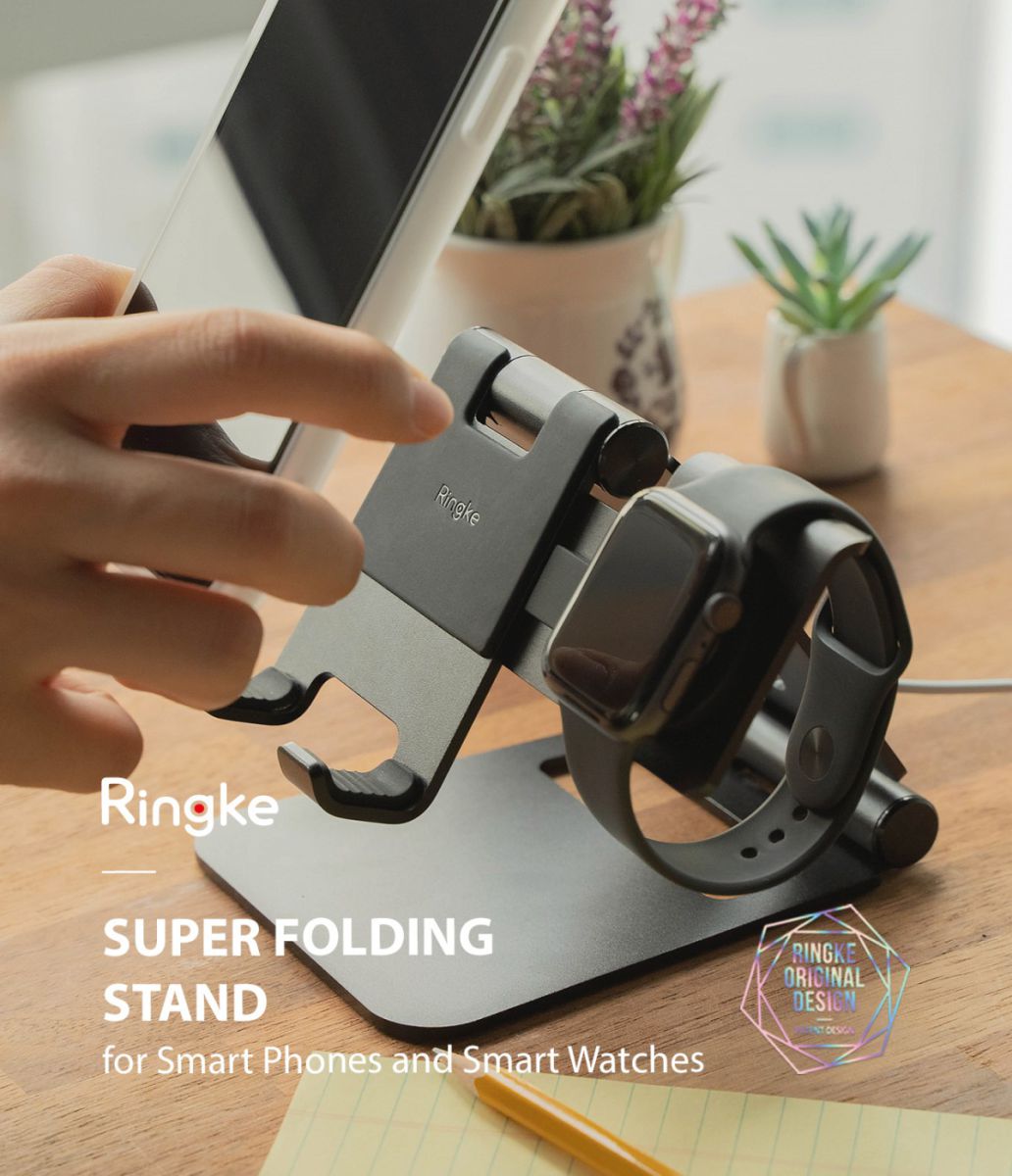 Ringke Super Folding Apple iPhone en Apple Watch Stand Zwart afbeelding 3