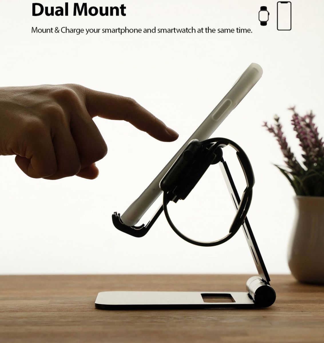 Ringke Super Folding Apple iPhone en Apple Watch Stand Zwart afbeelding 4
