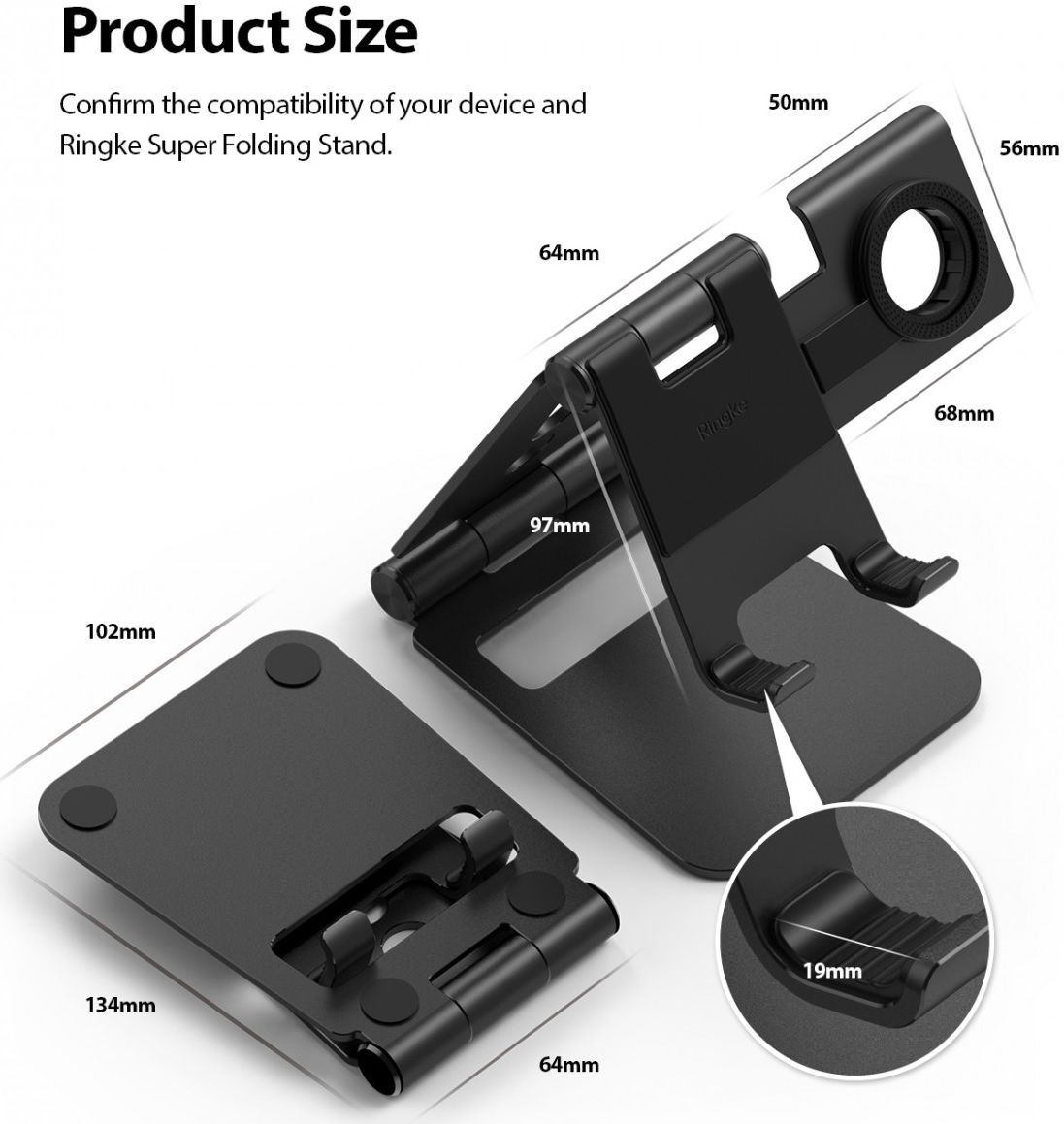 Ringke Super Folding Apple iPhone en Apple Watch Stand Zwart afbeelding 9