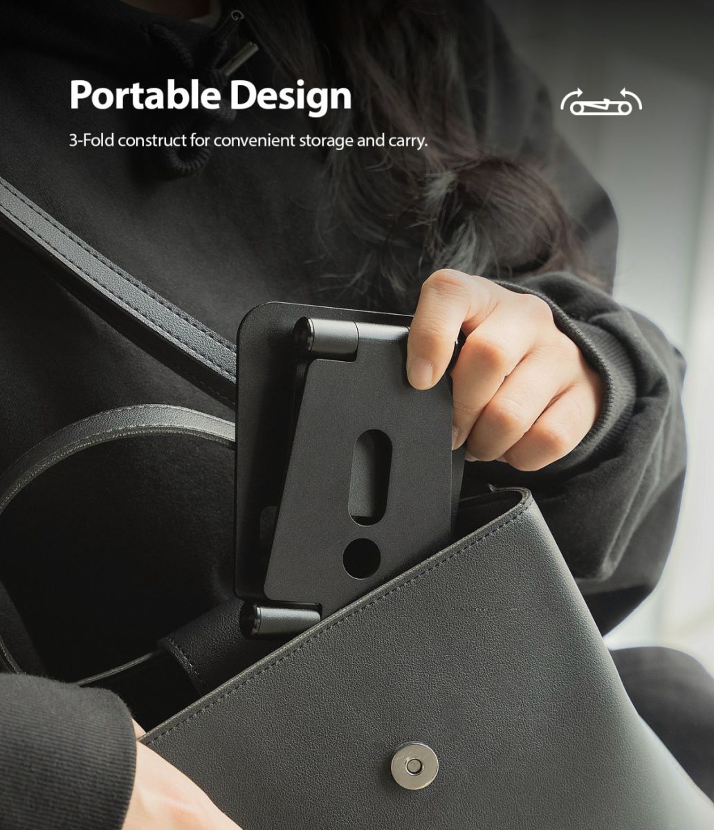 Ringke Super Folding Universele Smartphone en Tablet Stand Zwart afbeelding 3