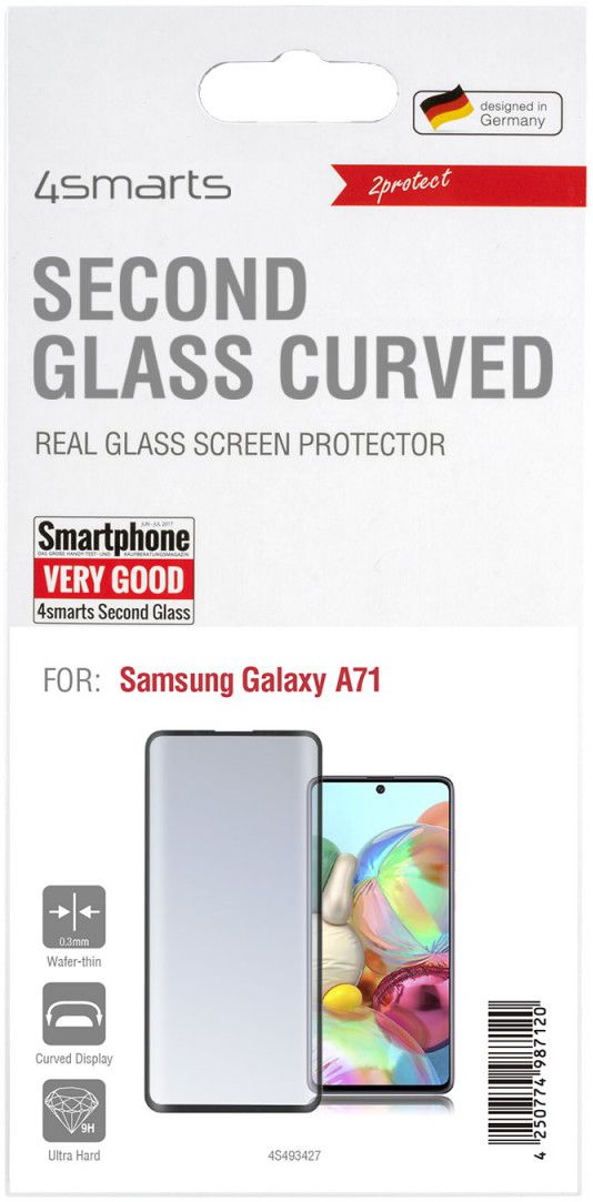 4smarts Second Glass Curved Samsung A71 Screen Protector Zwart afbeelding 1