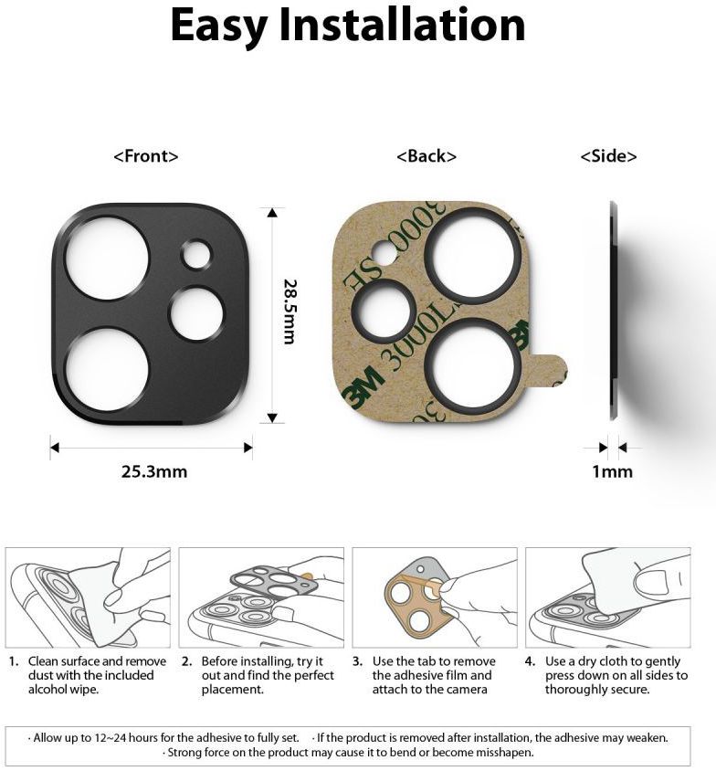 Ringke Tempered Glass Camera Lens Apple iPhone 11 Zwart afbeelding 9