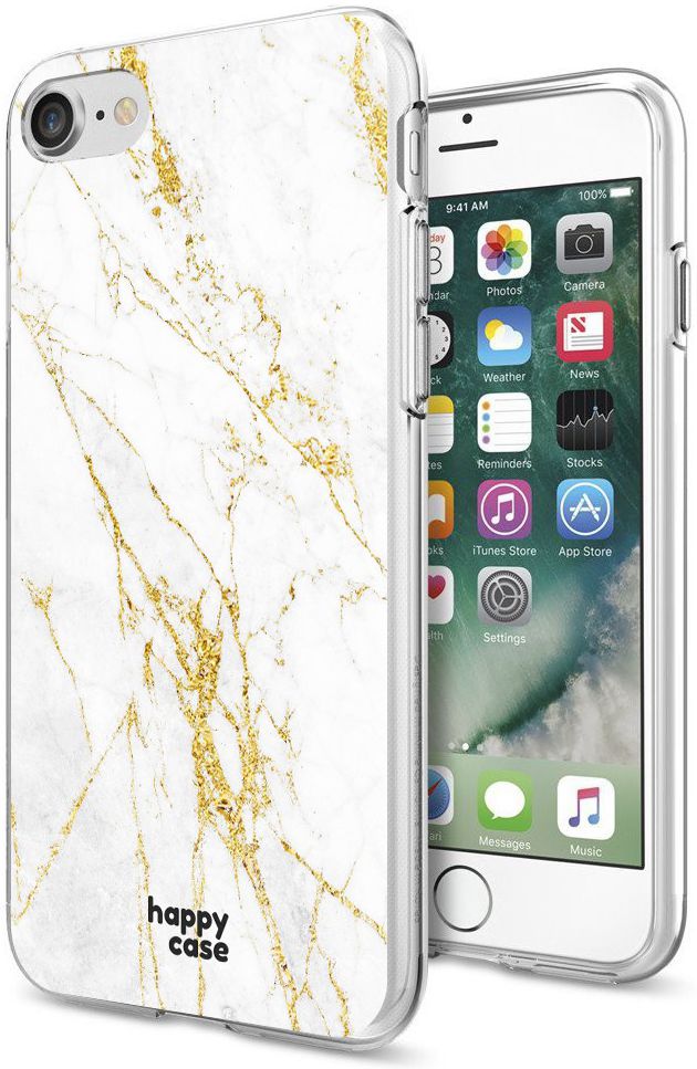 HappyCase Apple iPhone 8 Flexibel TPU Hoesje Wit Marmer Print afbeelding 2
