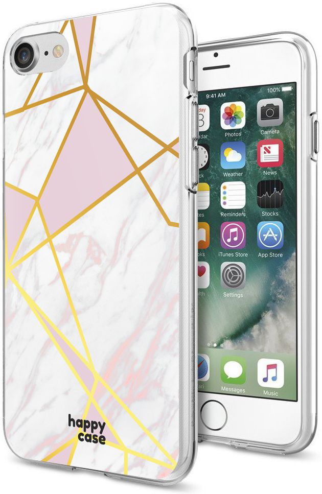 HappyCase Apple iPhone 8 Flexibel TPU Hoesje Roze Marmer Print afbeelding 2