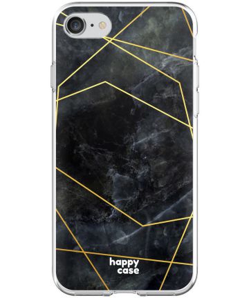 HappyCase Apple iPhone 8 Flexibel TPU Hoesje Zwart Marmer Print Hoesjes