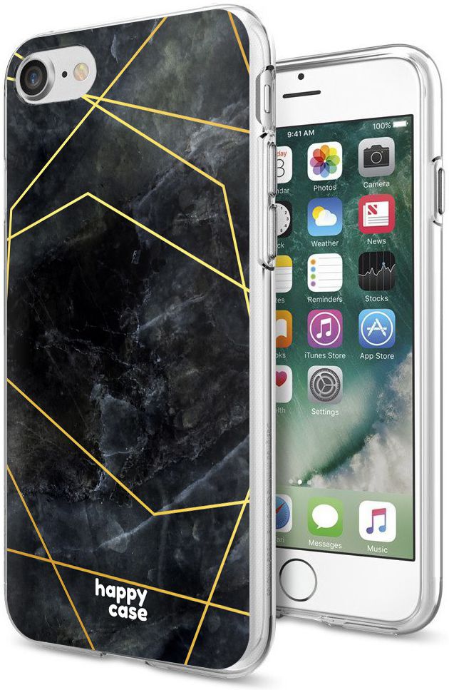 HappyCase Apple iPhone 8 Flexibel TPU Hoesje Zwart Marmer Print afbeelding 2
