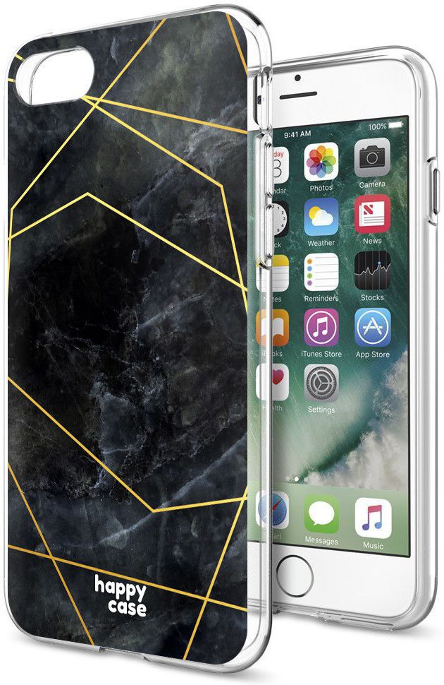 HappyCase Apple iPhone 8 Flexibel TPU Hoesje Zwart Marmer Print afbeelding 6