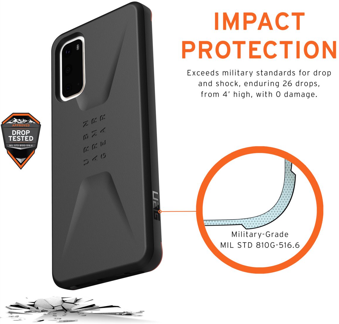 Urban Armor Gear Civilian Series Samsung Galaxy S20 Hoesje Black afbeelding 4