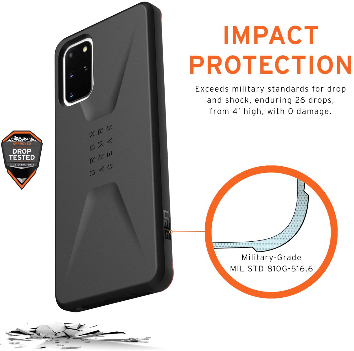Urban Armor Gear Civilian Samsung Galaxy S20 Plus Hoesje Black afbeelding 4