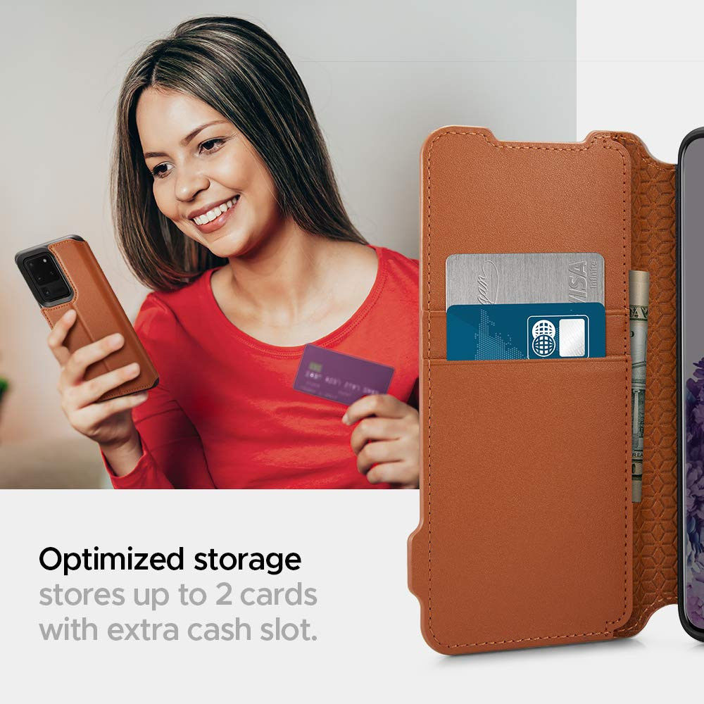 Spigen Ciel By Cyrill Samsung Galaxy S20 Ultra Wallet Brick Hoes Bruin afbeelding 2