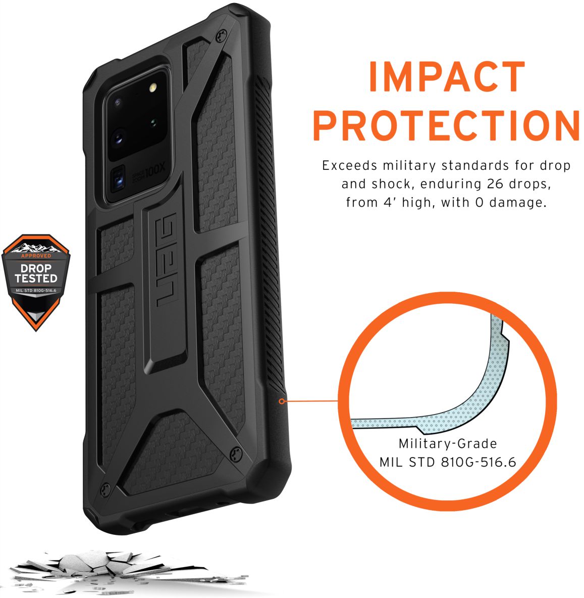 Urban Armor Gear Monarch Samsung Galaxy S20 Ultra Hoesje Carbon Fiber afbeelding 4