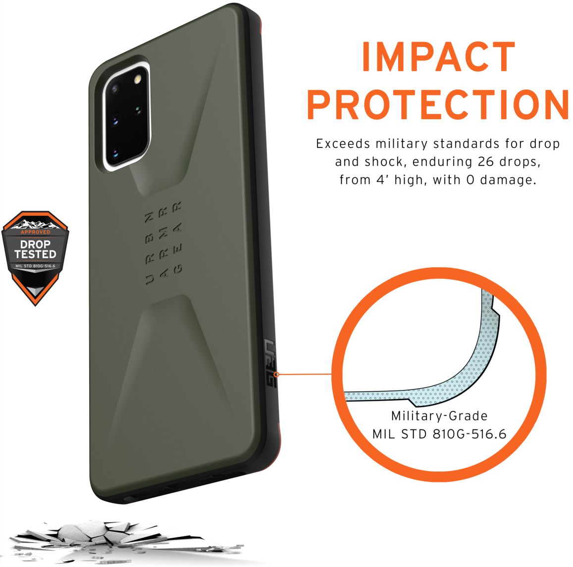 Urban Armor Gear Civilian Samsung Galaxy S20 Plus Hoesje Green afbeelding 4