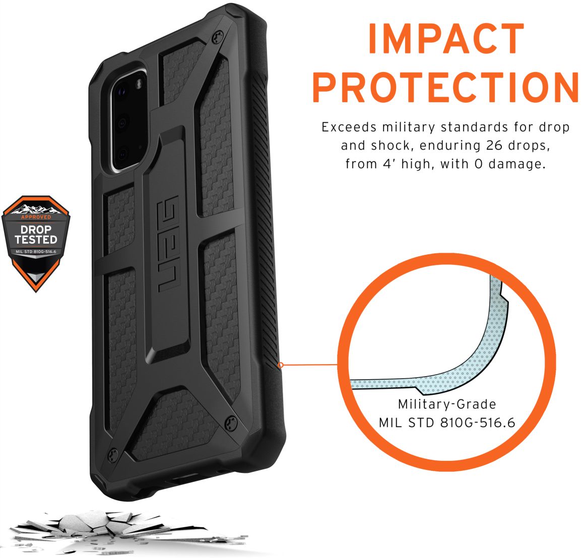 Urban Armor Gear Monarch Samsung Galaxy S20 Hoesje Carbon Fiber afbeelding 4