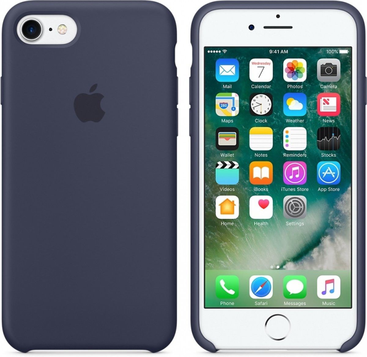 Originele Apple iPhone 8 / 7 Silicone Case Midnight Blue afbeelding 3