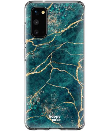 HappyCase Samsung Galaxy S20 Hoesje Flexibel TPU Aqua Marmer Print Hoesjes