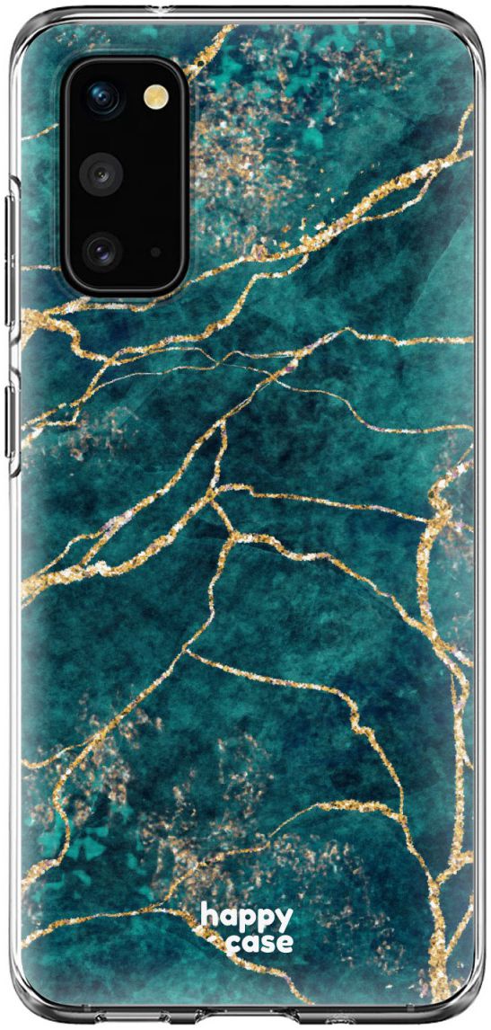 HappyCase Samsung Galaxy S20 Hoesje Flexibel TPU Aqua Marmer Print afbeelding 1