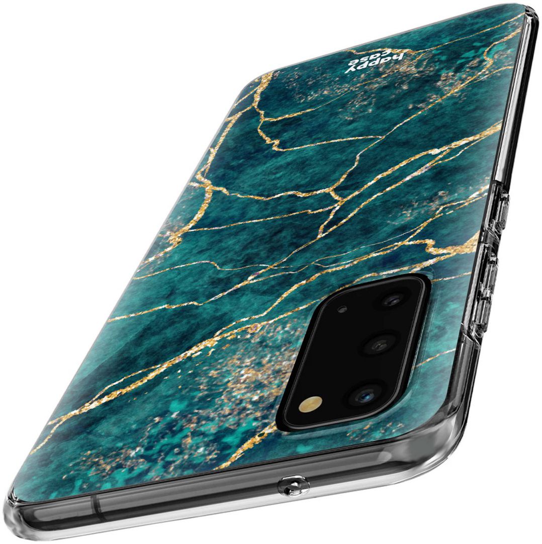 HappyCase Samsung Galaxy S20 Hoesje Flexibel TPU Aqua Marmer Print afbeelding 5