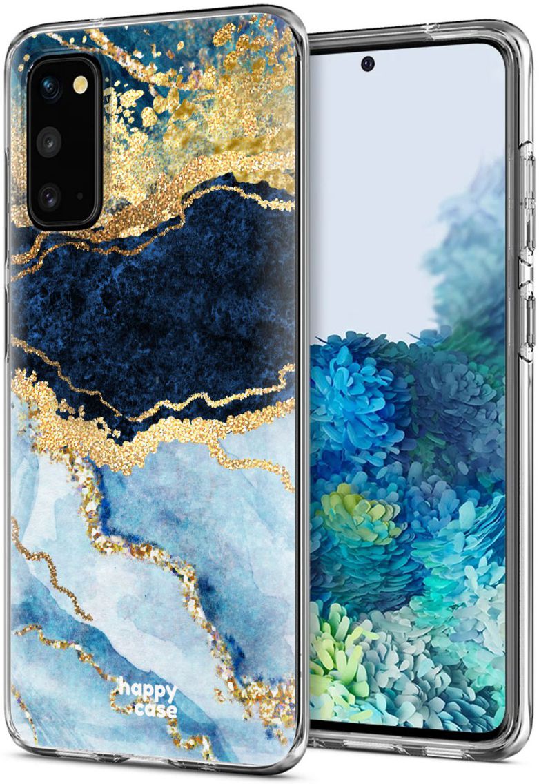 HappyCase Samsung Galaxy S20 Hoesje Flexibel TPU Blauw Marmer Print afbeelding 2