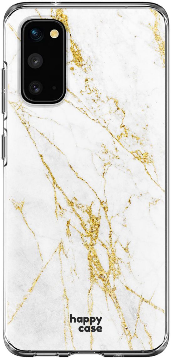 HappyCase Samsung Galaxy S20 Hoesje Flexibel TPU Wit Marmer Print afbeelding 1