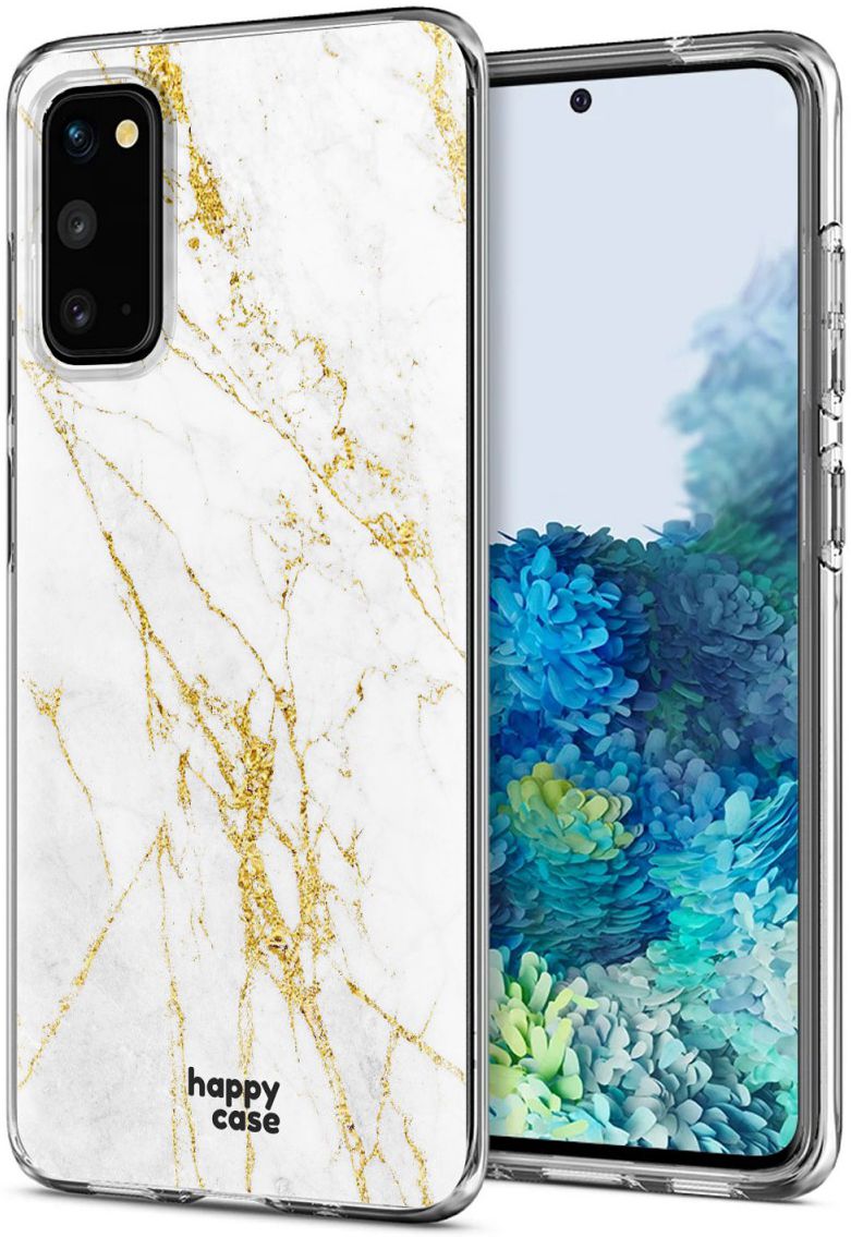 HappyCase Samsung Galaxy S20 Hoesje Flexibel TPU Wit Marmer Print afbeelding 2