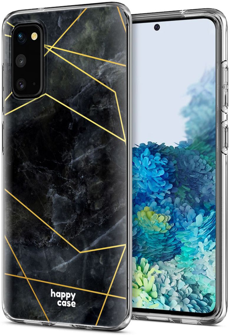 HappyCase Samsung Galaxy S20 Hoesje Flexibel TPU Zwart Marmer Print afbeelding 2