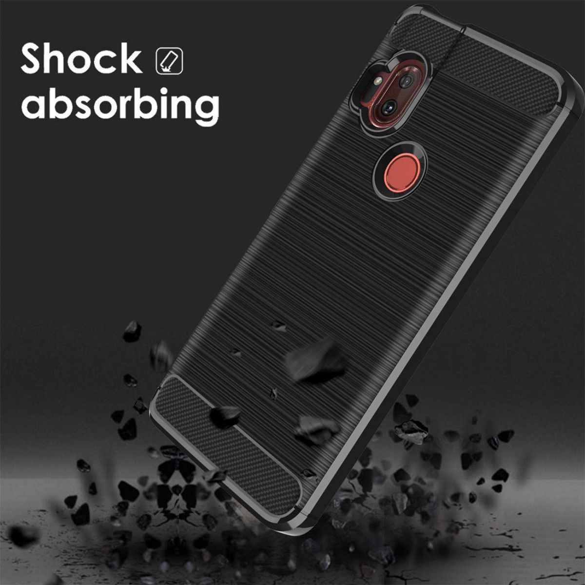 Motorola One Hyper Geborsteld TPU Hoesje Zwart afbeelding 4