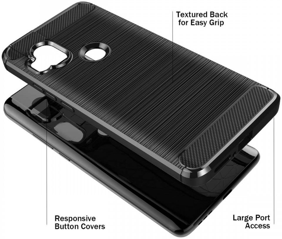 Motorola One Hyper Geborsteld TPU Hoesje Zwart afbeelding 5