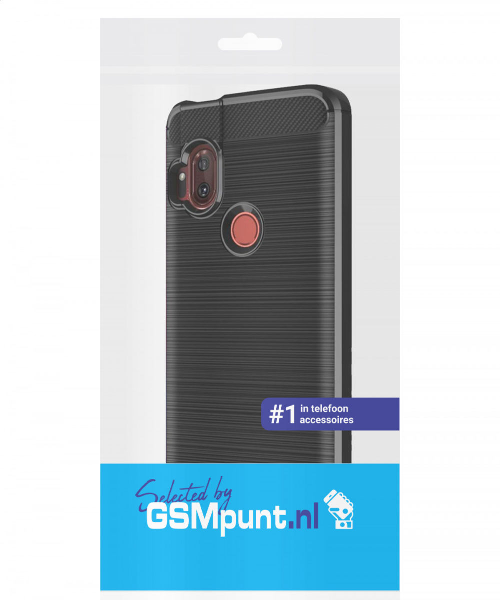Motorola One Hyper Geborsteld TPU Hoesje Zwart afbeelding 2