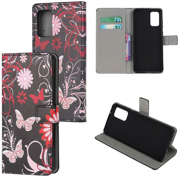 Samsung Galaxy S20 Hoesje Wallet Book Case Kunst Leer Print Butterfly afbeelding 4