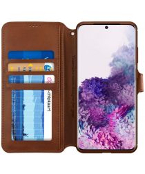 AZNS Samsung Galaxy S20 Plus Hoesje Wallet Case Kunst Leer Bruin