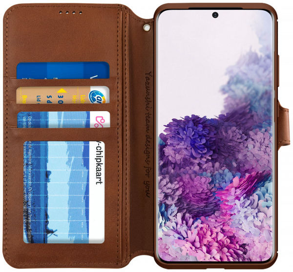 AZNS Samsung Galaxy S20 Plus Hoesje Wallet Case Kunst Leer Bruin afbeelding 1